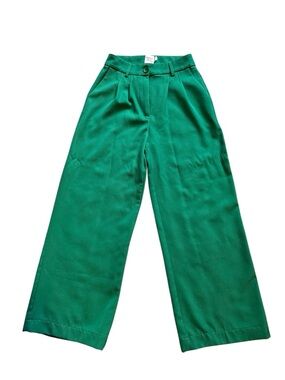 Princess Polly Emerald Green High-Waist Wide Leg Trousers Pants Size 4